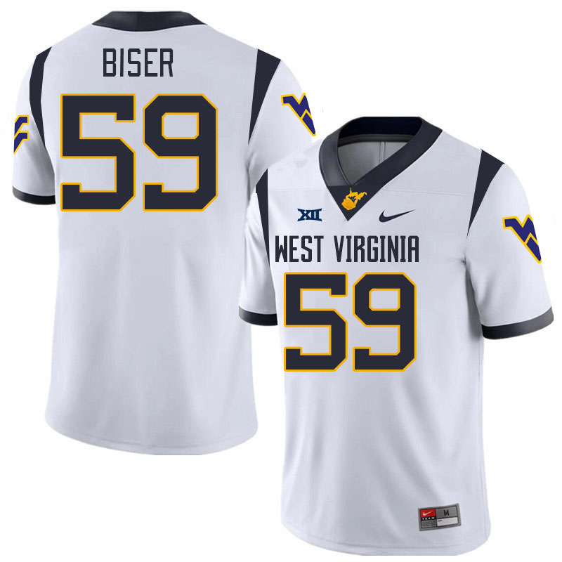 #59 Jackson Biser West Virginia Mountaineers College 2024 New Uniforms Football Jerseys Stitched Sale-White